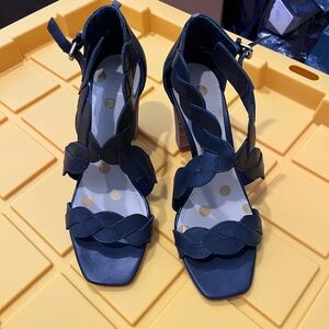 Boden dark navy blue Scalloped Heeled Sandals